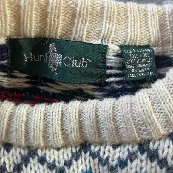 Vintage Hunt Club Sweater Men Large Fair‎ Isle Wool Blend Knit Grandpa Old Money - Picture 5 of 8